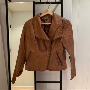 Faux Leather Cognac Jacket